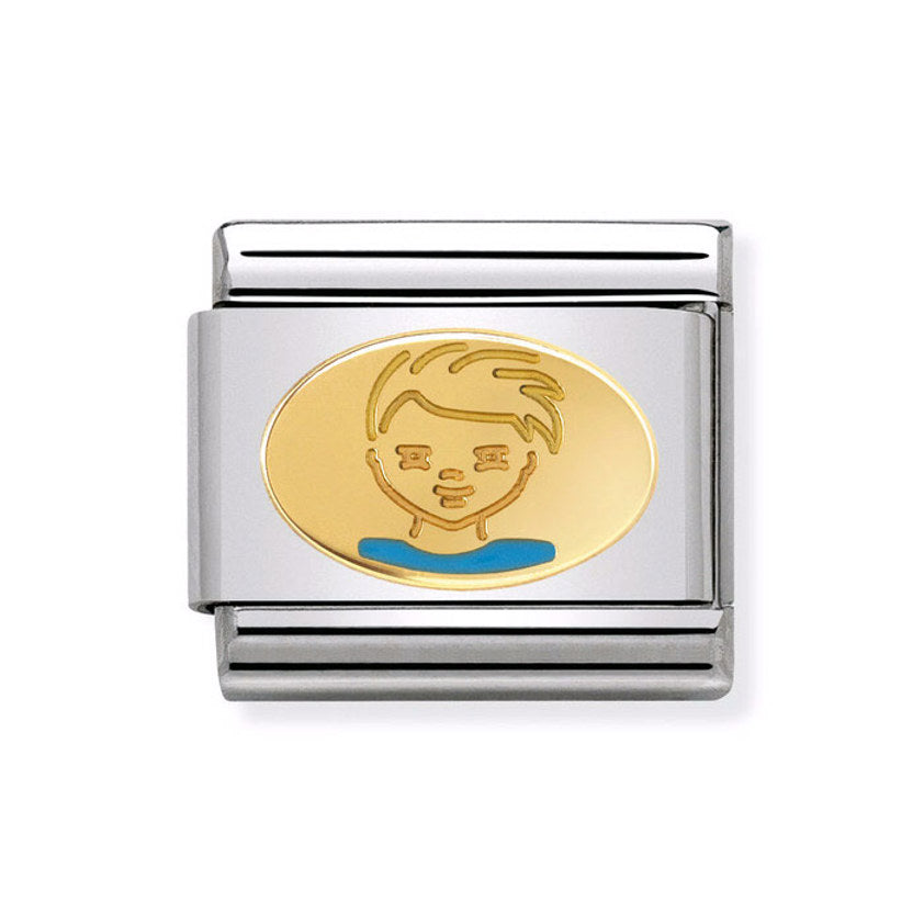 Nomination Classic Link with Little Boy in Yellow Gold Tone