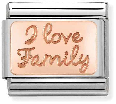 Nomination Classic Link with ‘I Love Family’ in Rose Gold Tone