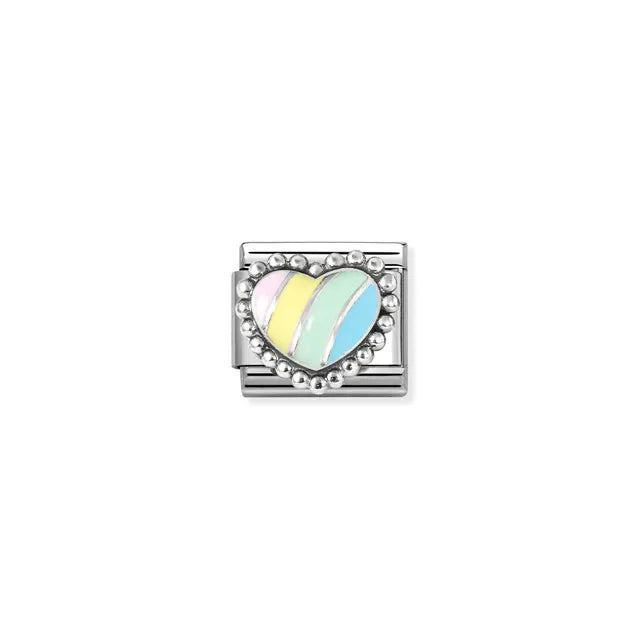 Nomination Composable Classic Pastel Stripe Beaded Heart link