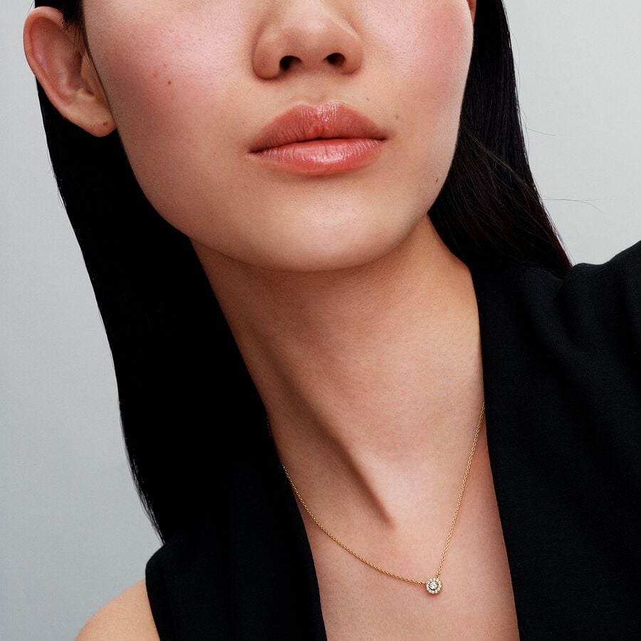 
                      
                        Pandora Round Pavé Halo Pendant Necklace
                      
                    