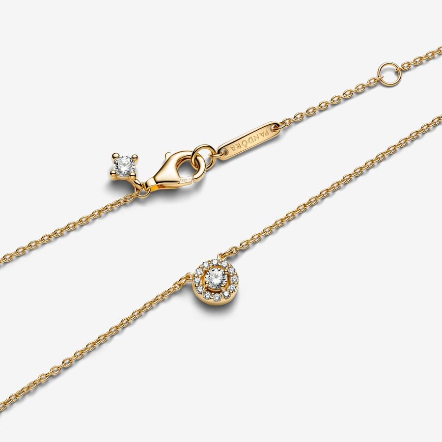 
                      
                        Pandora Round Pavé Halo Pendant Necklace
                      
                    