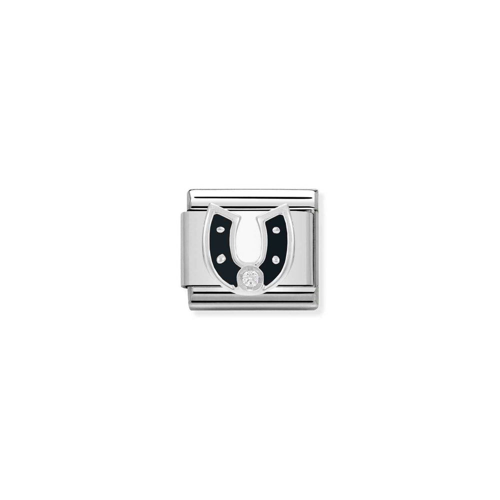 Nomination Classic Link with CZ Black Horseshoe