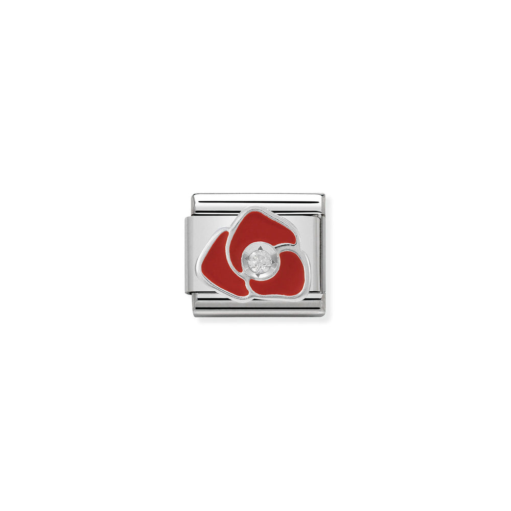 Nomination Classic Link Red Rose with CZ