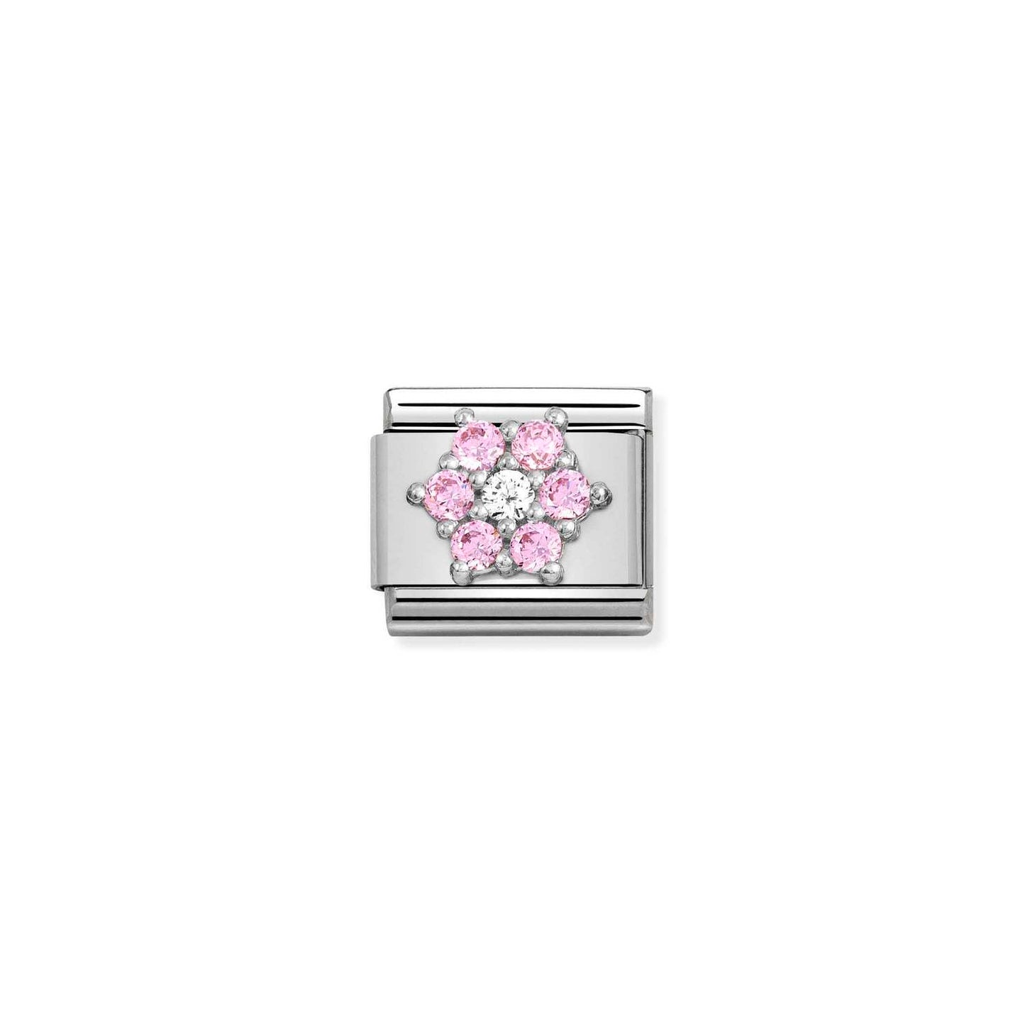 Nomination Classic Link Flower with White and Pink CZ