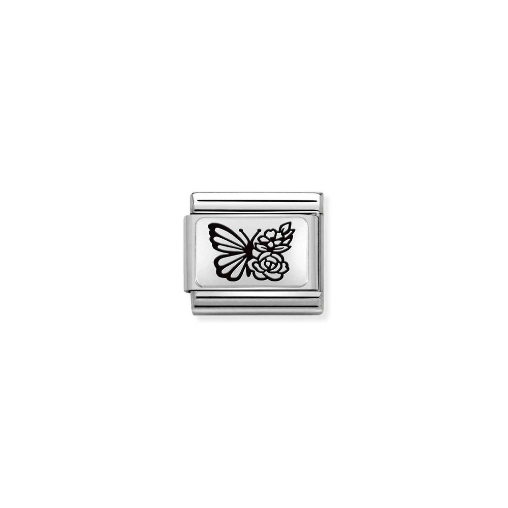 Nomination Classic Link Butterfly with Flowers