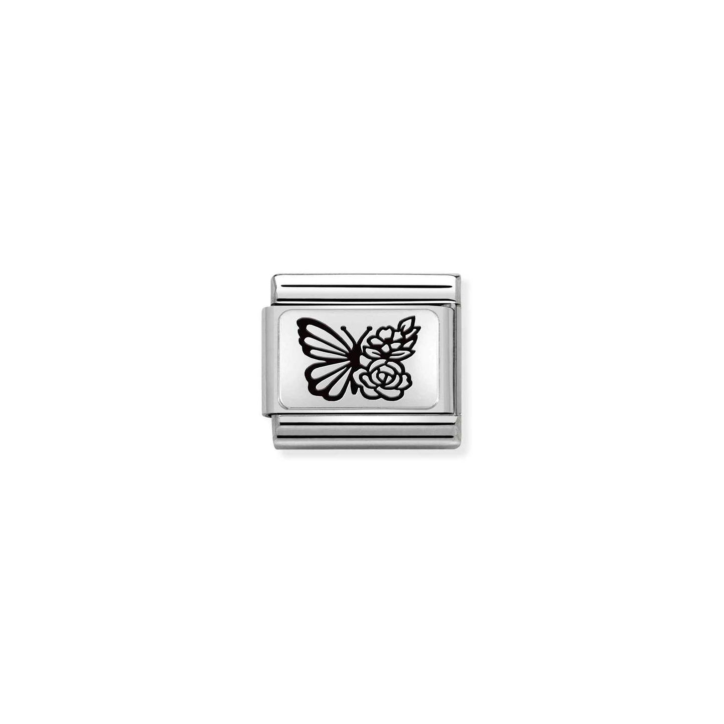 Nomination Classic Link Butterfly with Flowers