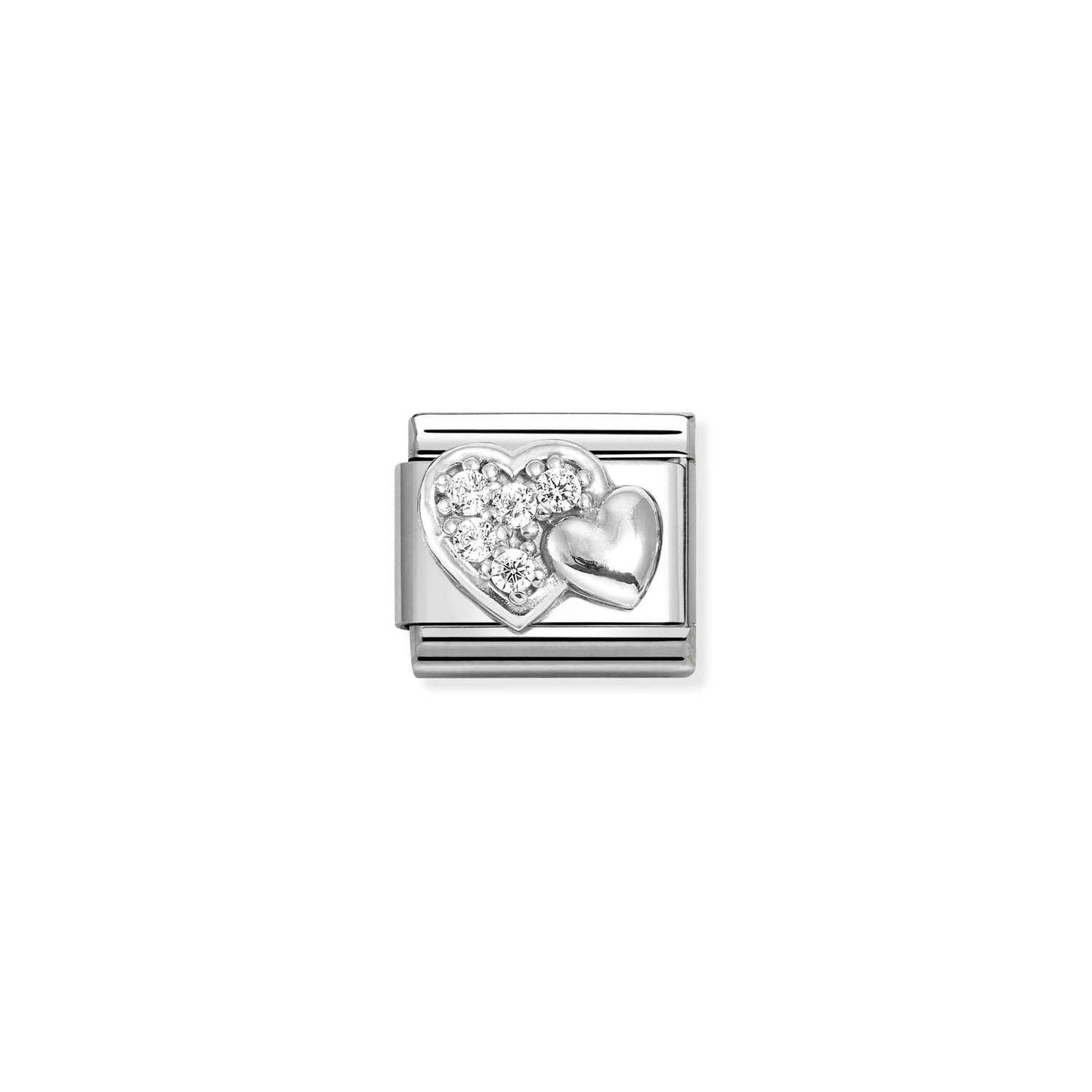 Nomination Classic Link Heart & CZ Pave Heart