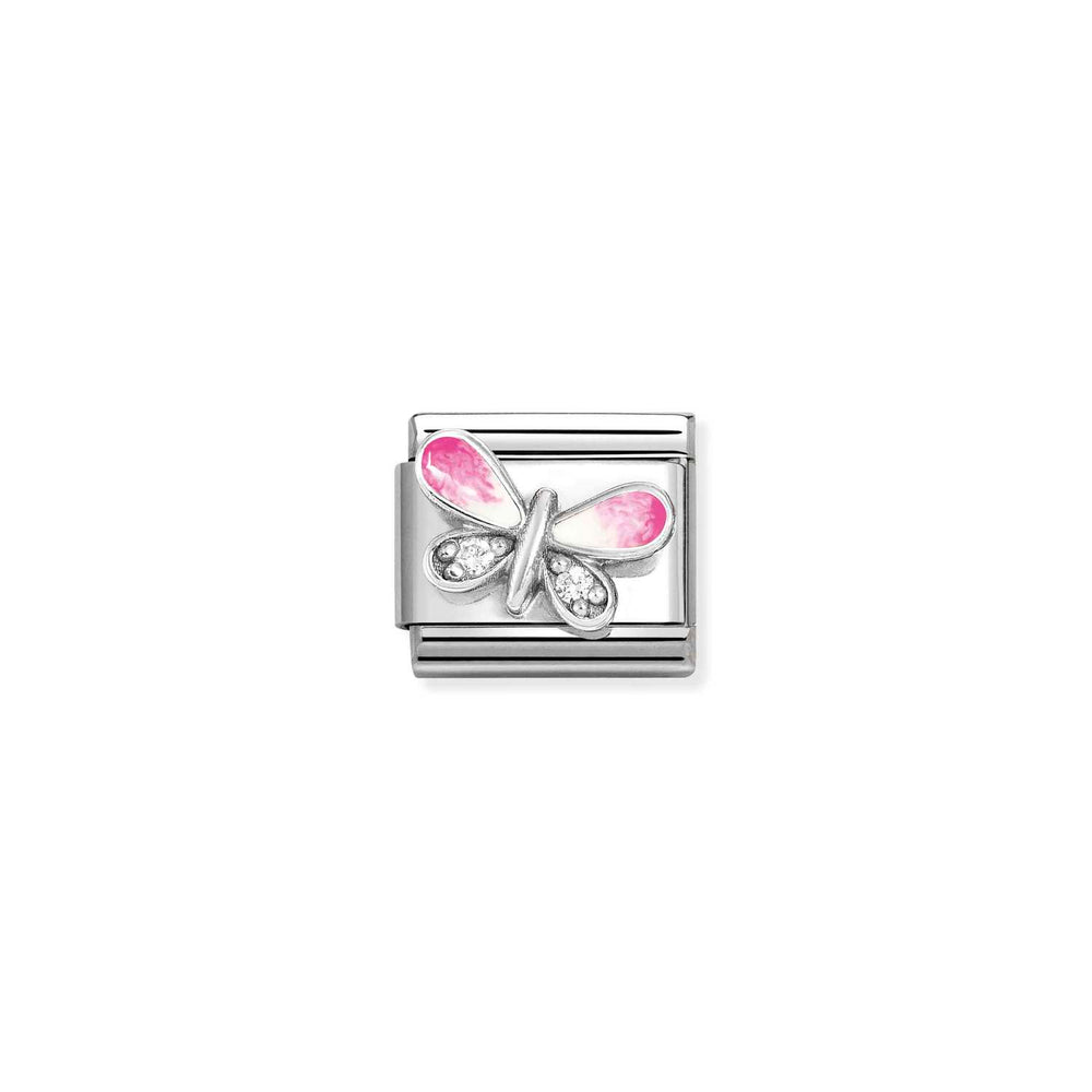 Nomination Classic Link Pink Butterfly with CZ