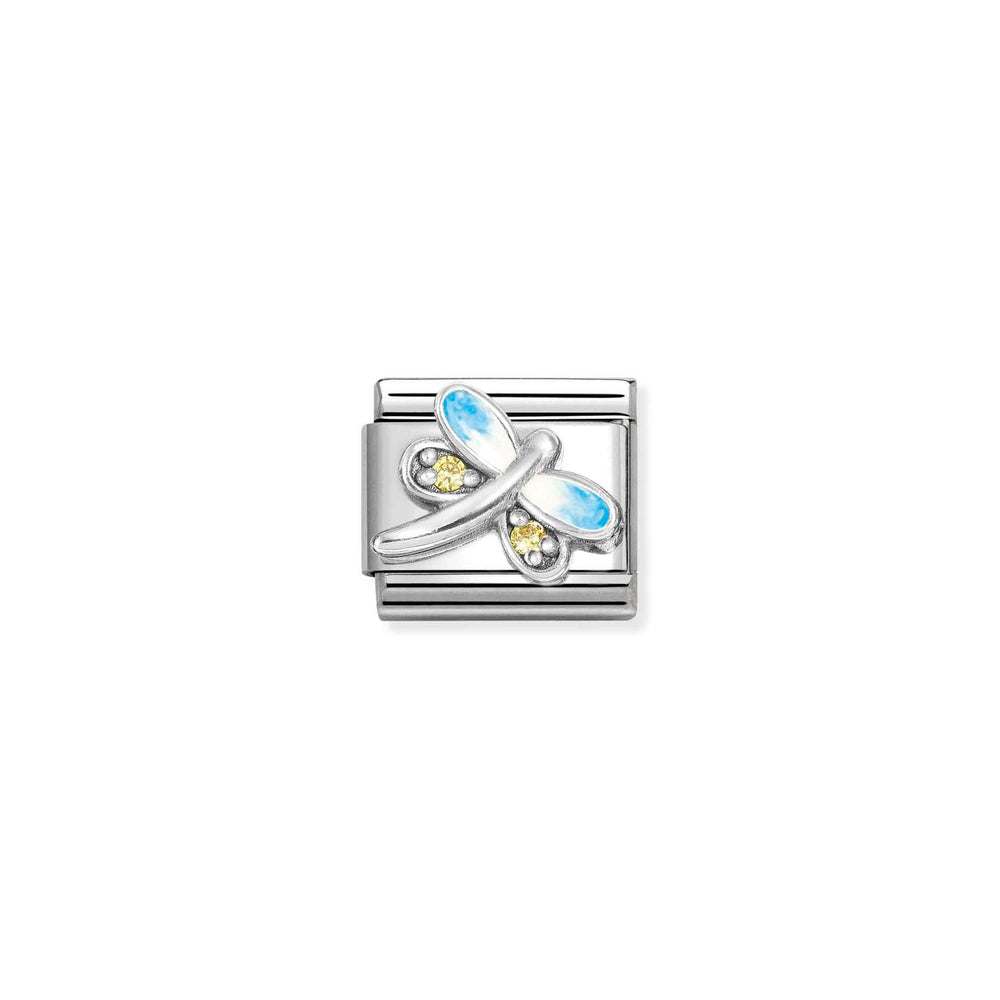 Nomination Classic Link Blue Dragonfly with Yellow CZ