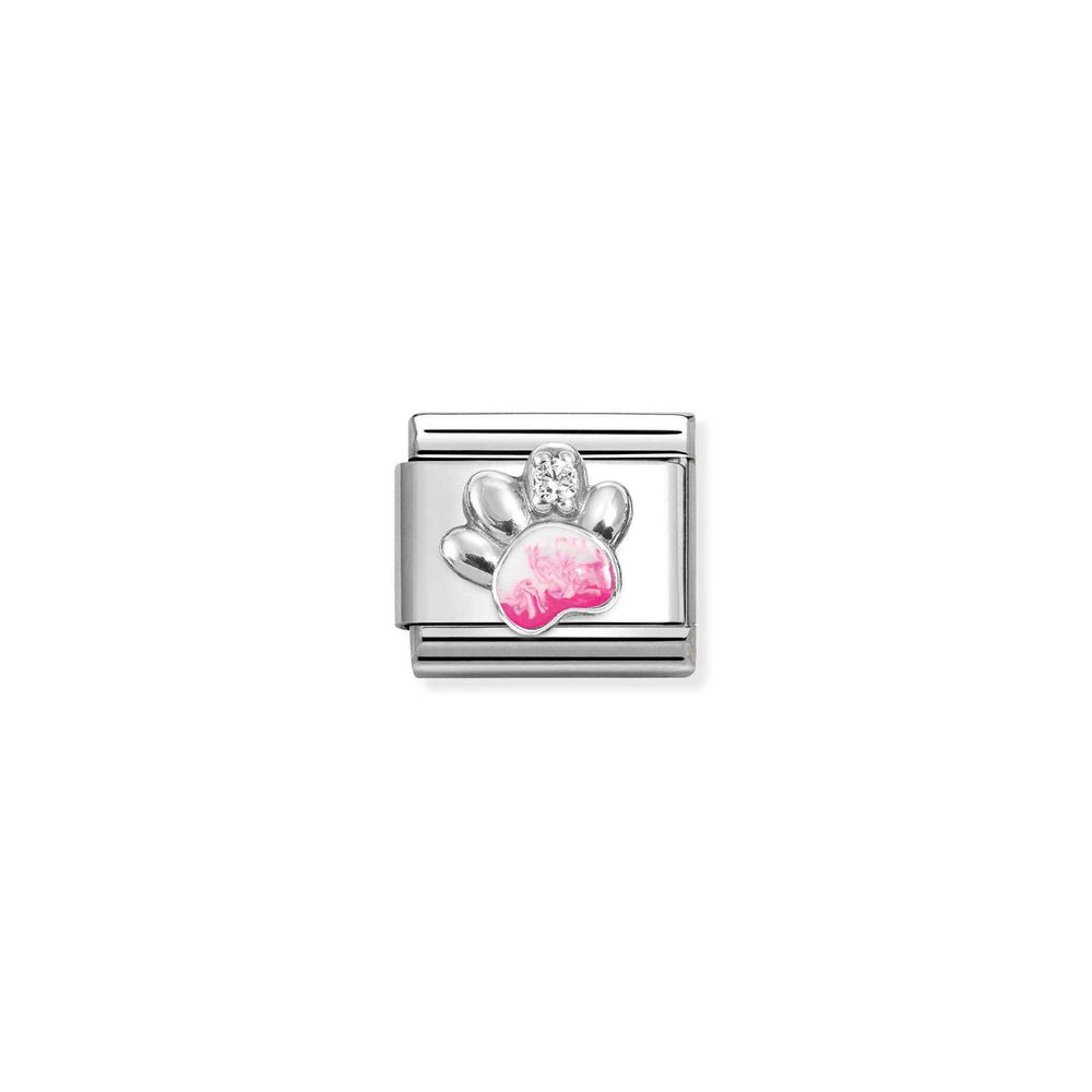 Nomination Classic Link Pink Paw Print with CZ
