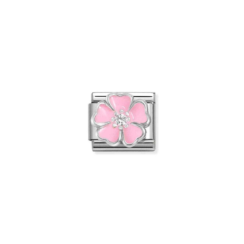 Nomination Classic Link Pink Flower with CZ