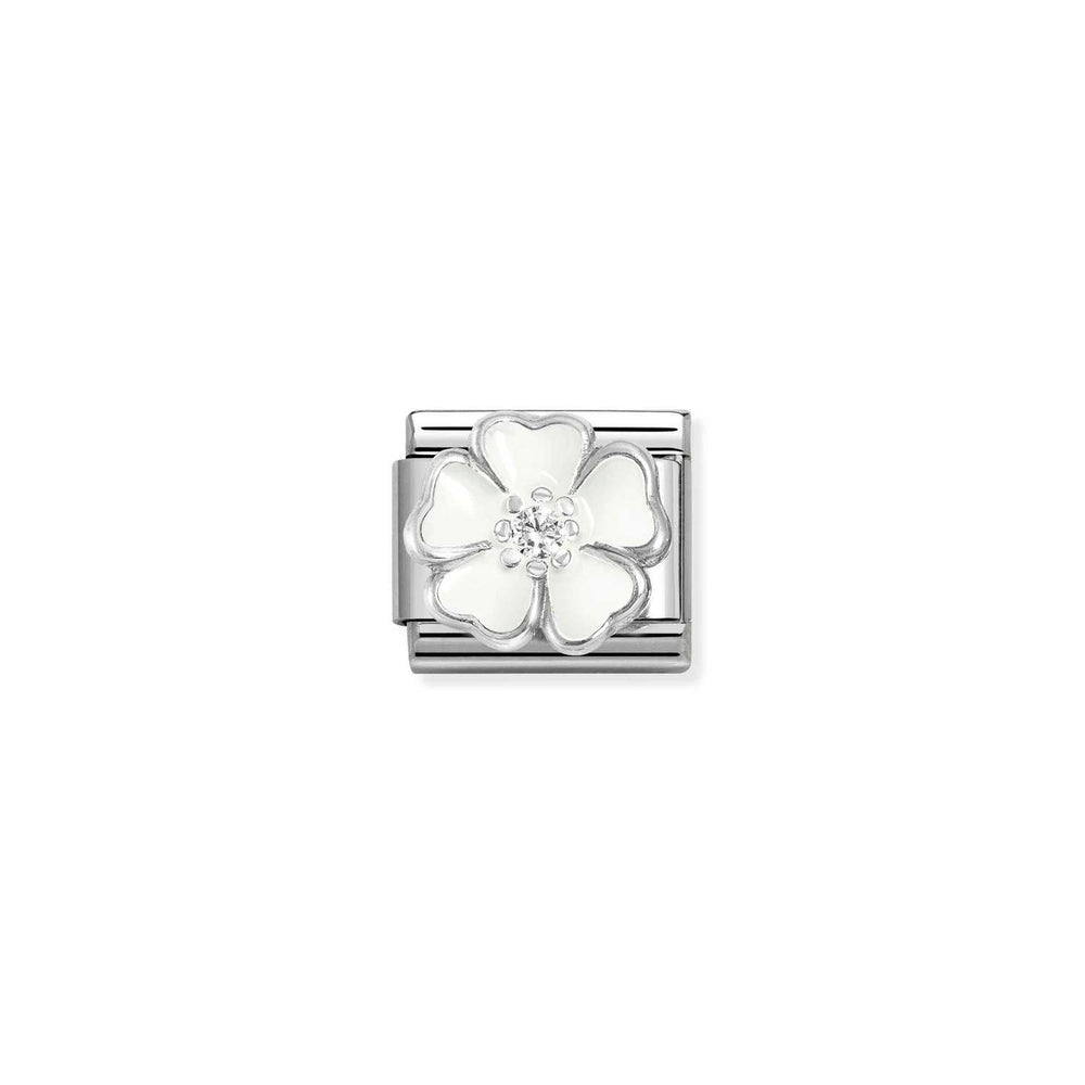 Nomination Classic Link White Flower with CZ