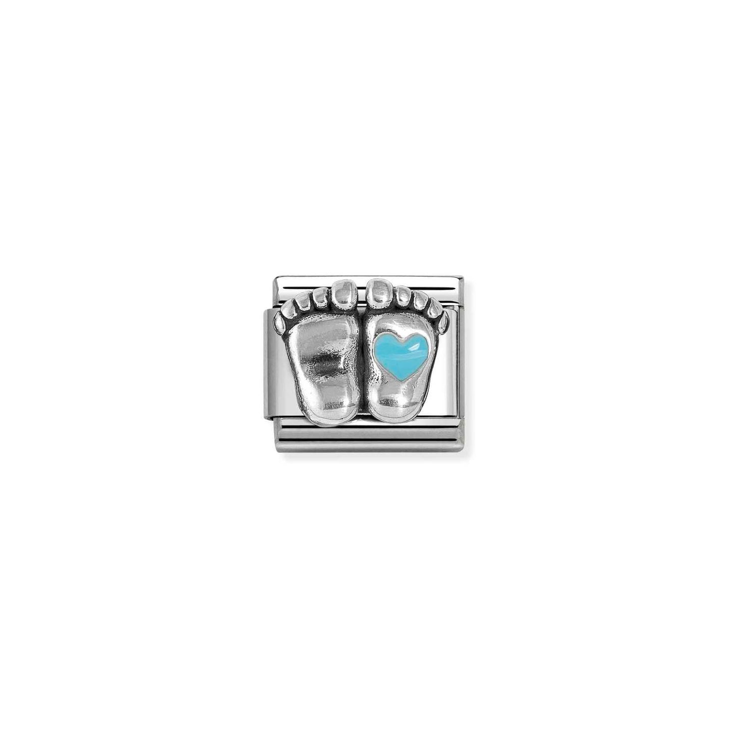 Nomination Classic Link Baby Feet with Light Blue Heart