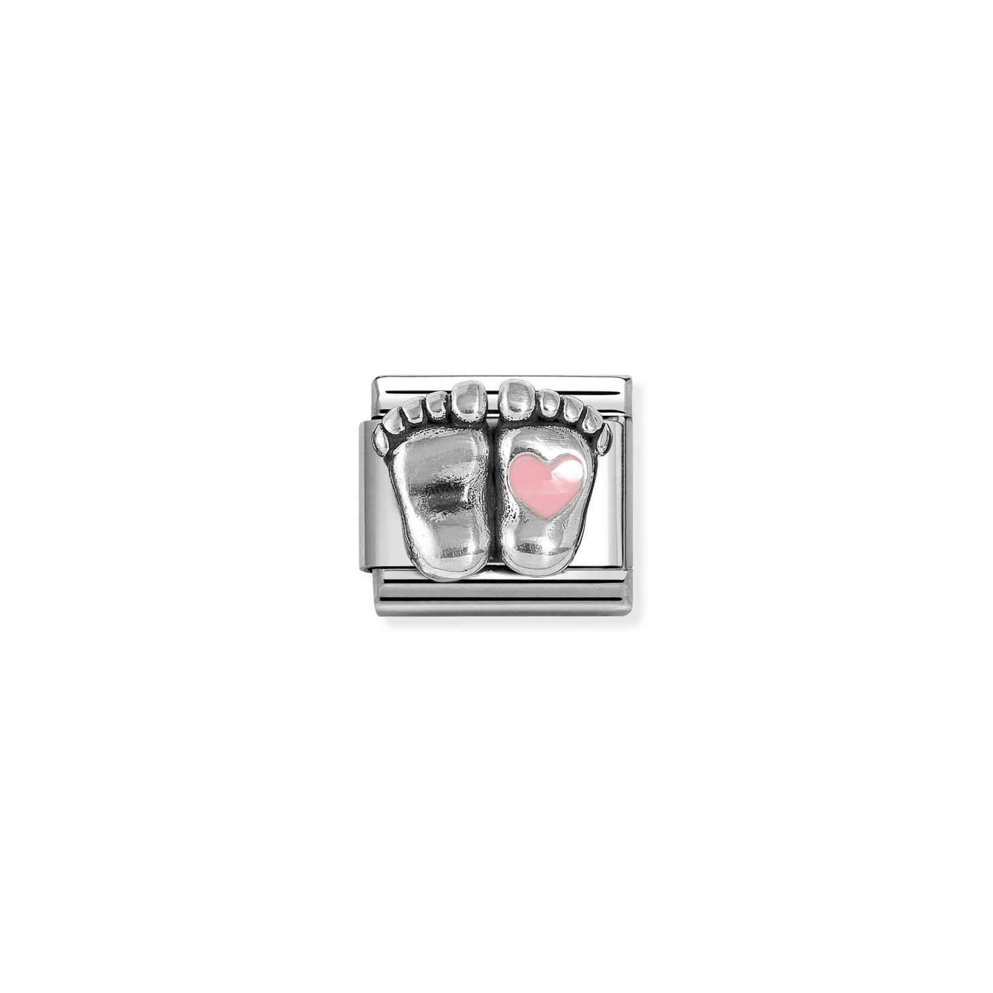 Nomination Classic Link Baby Feet with Pink Heart