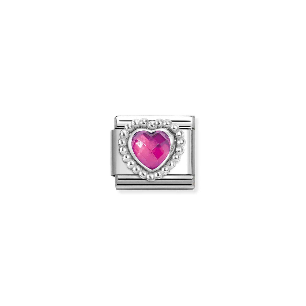 Nomination Classic Link Fuchsia CZ Heart Beaded Setting