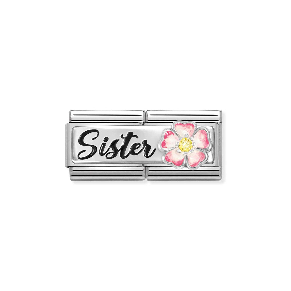 Nomination Double Link SISTER with Pink Flower