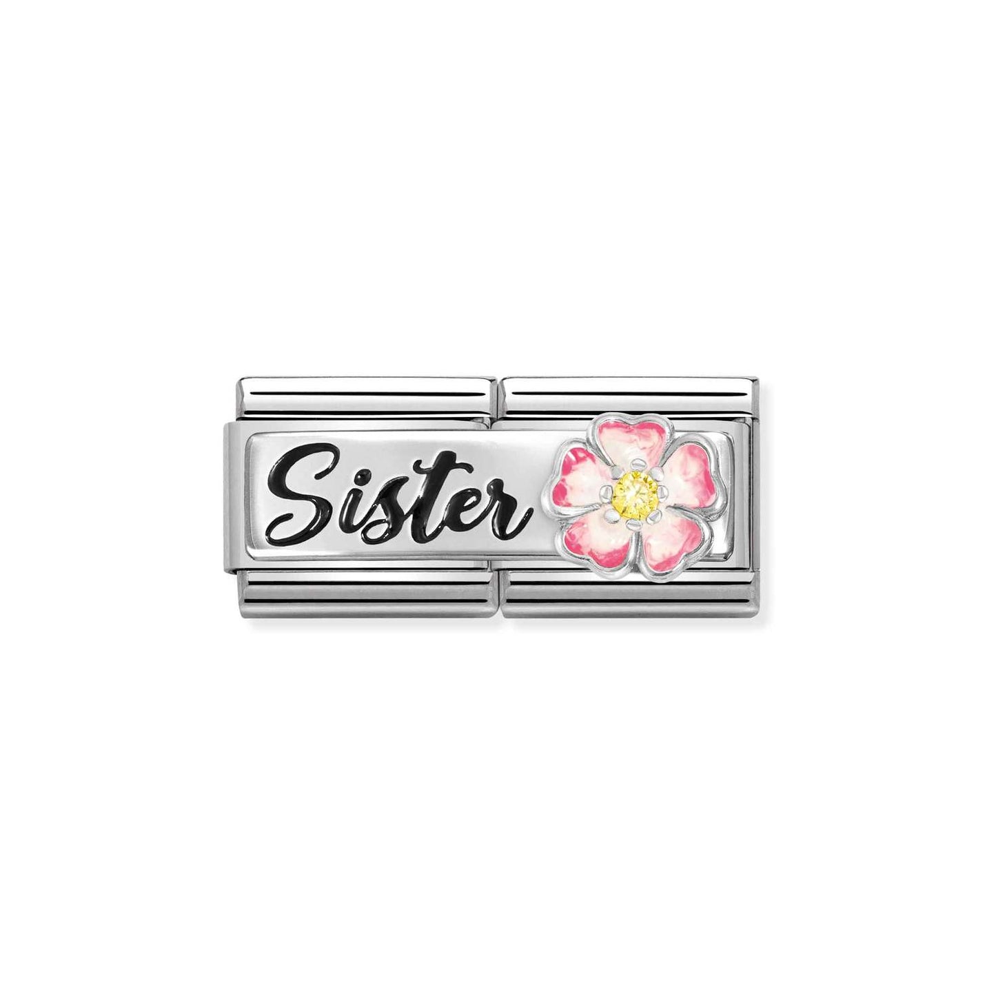 Nomination Double Link SISTER with Pink Flower