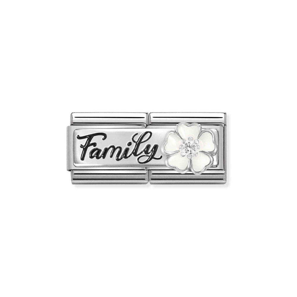 Nomination Double Link FAMILY with White Flower