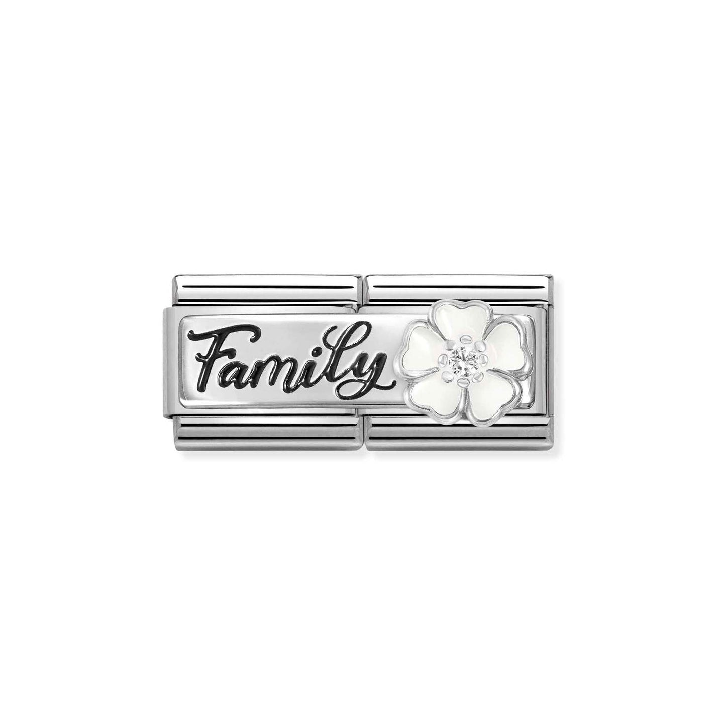Nomination Double Link FAMILY with White Flower