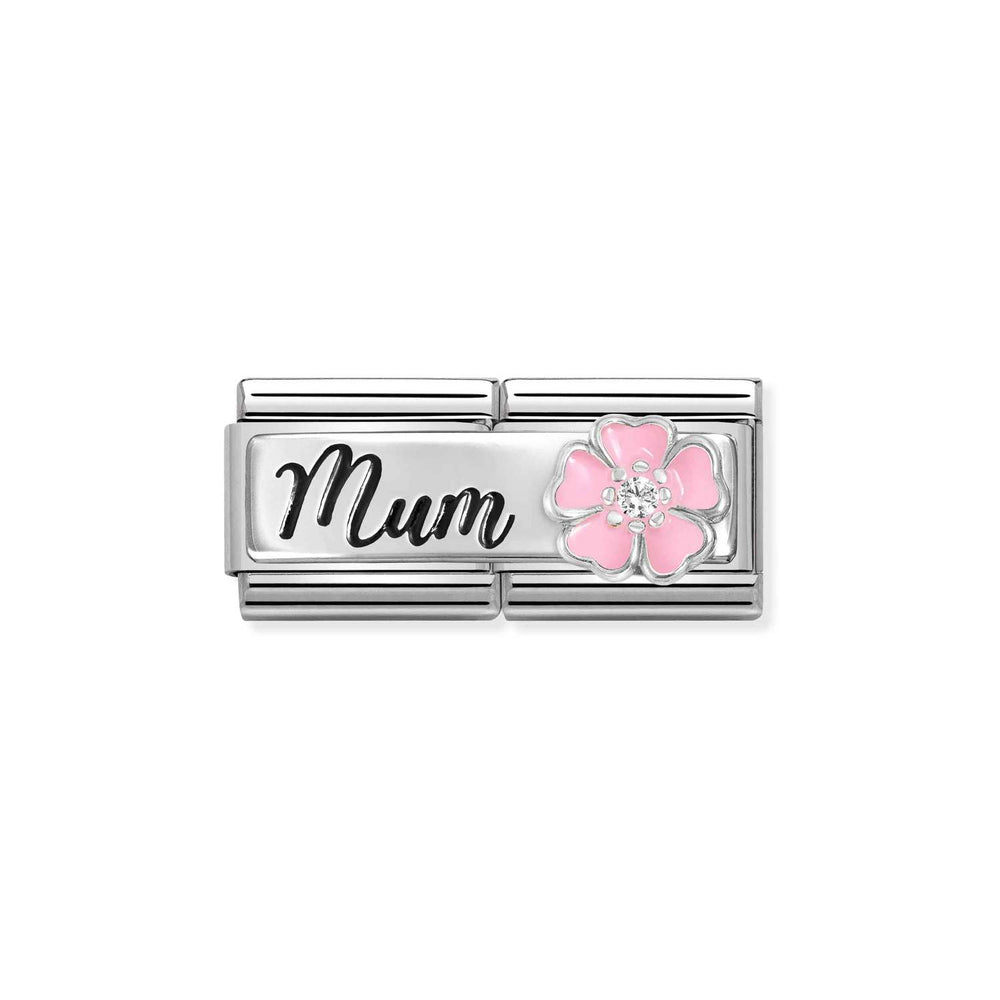 Nomination Double Link MUM with Pink Flower