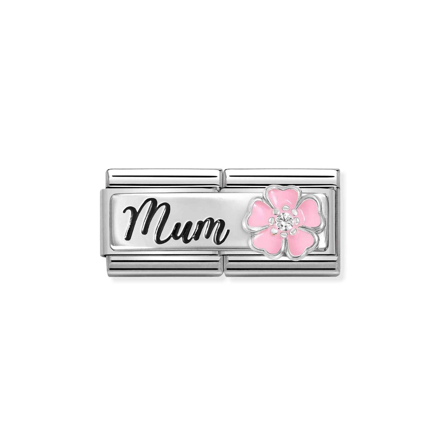 Nomination Double Link MUM with Pink Flower