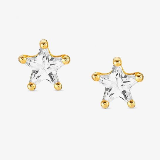 Nomination Sentimental Earrings with White CZ Star in Yellow Gold Tone