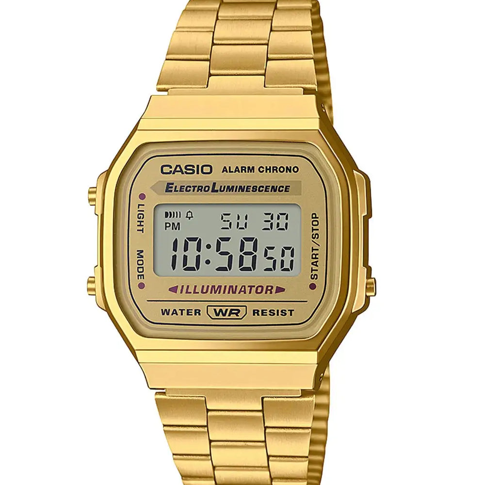 Casio Vintage Gold Stainless Steel Digital Watch A168WG-9EF