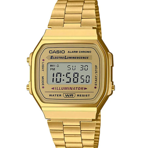 Casio Vintage Gold Stainless Steel Digital Watch A168WG-9EF