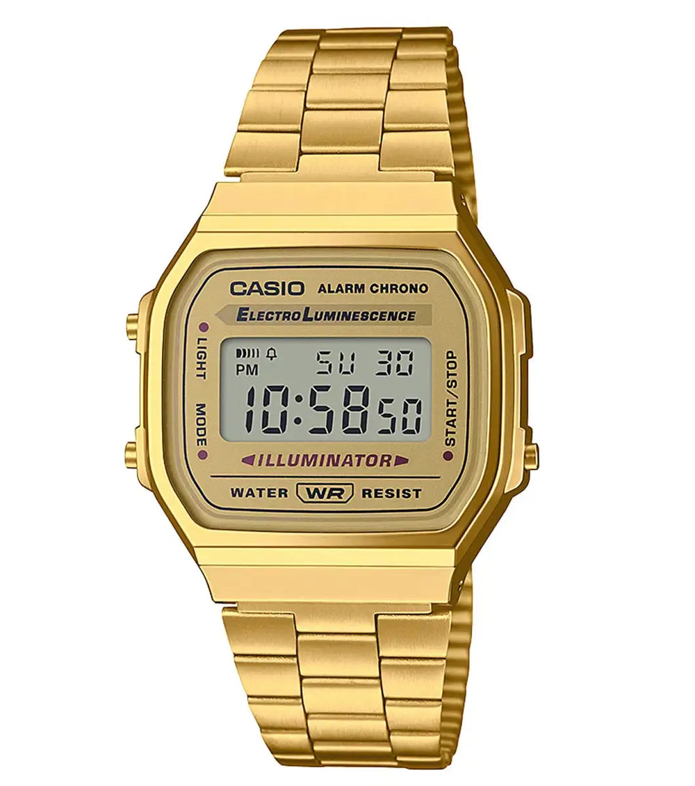 Casio Vintage Gold Stainless Steel Digital Watch A168WG-9EF