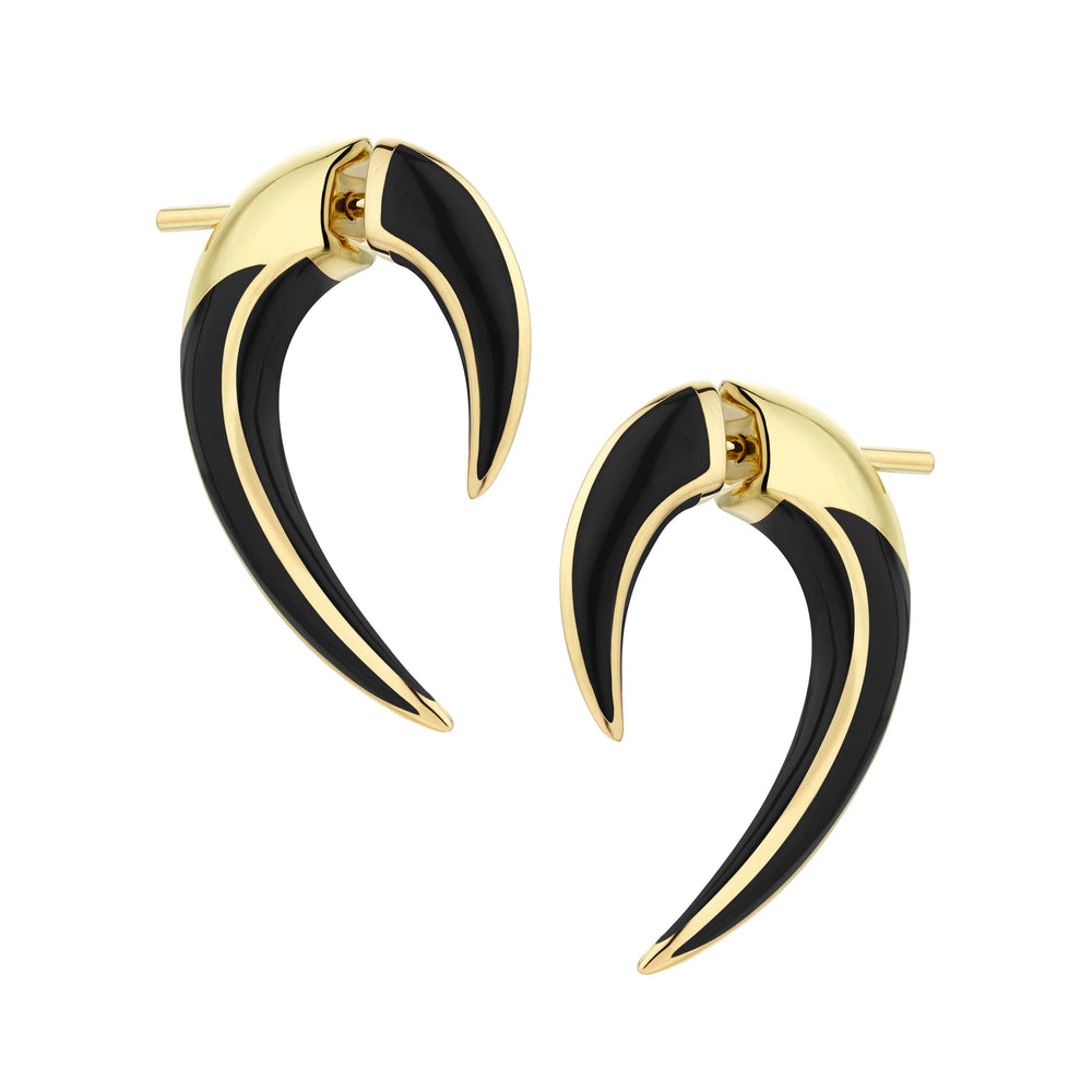 Shaun Leane Sabre Solis Talon Earrings - Yellow Gold Vermeil & Jet Ceramic