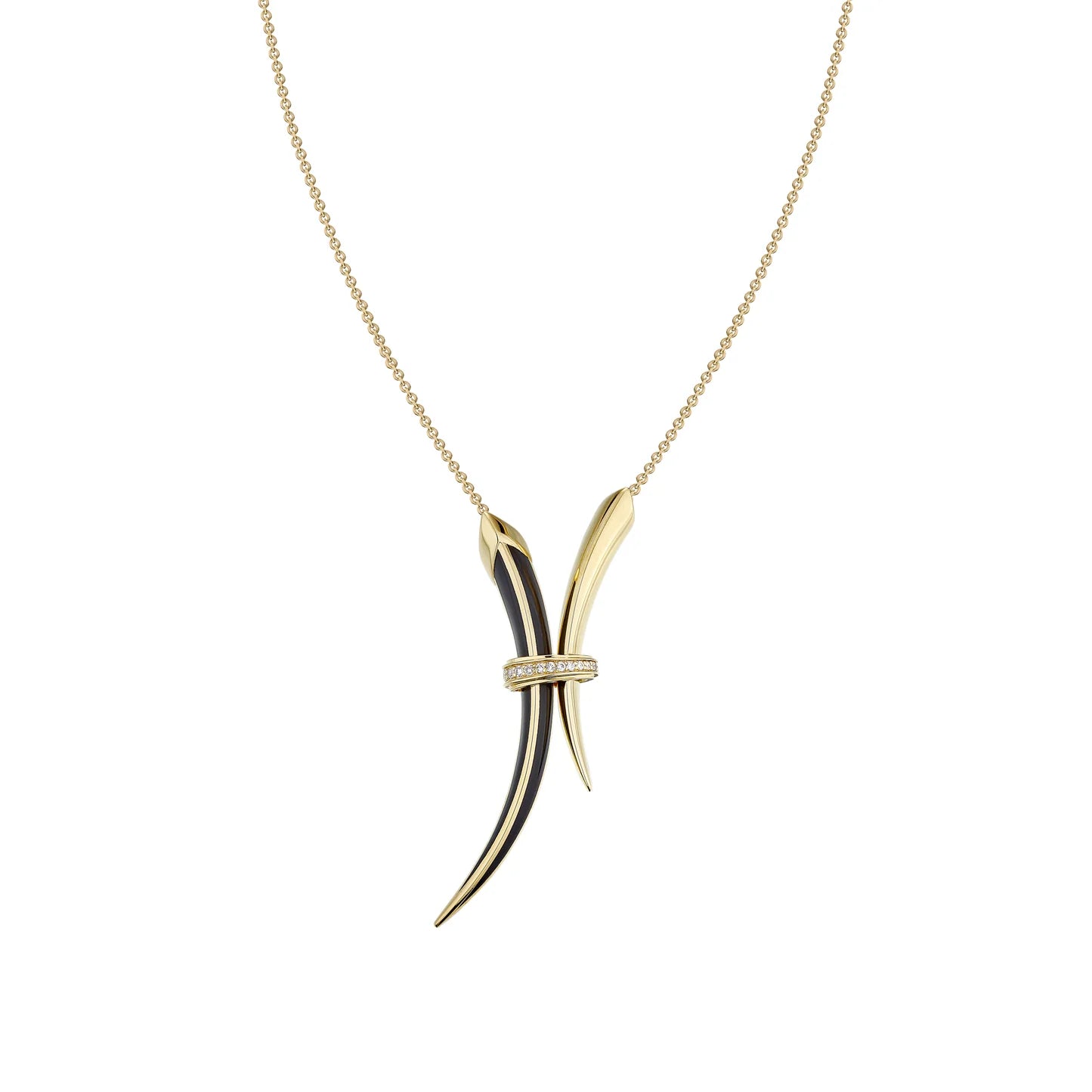 Shaun Leane Sabre Deco Necklace - Yellow Gold Vermeil, Black Ceramic & Diamond