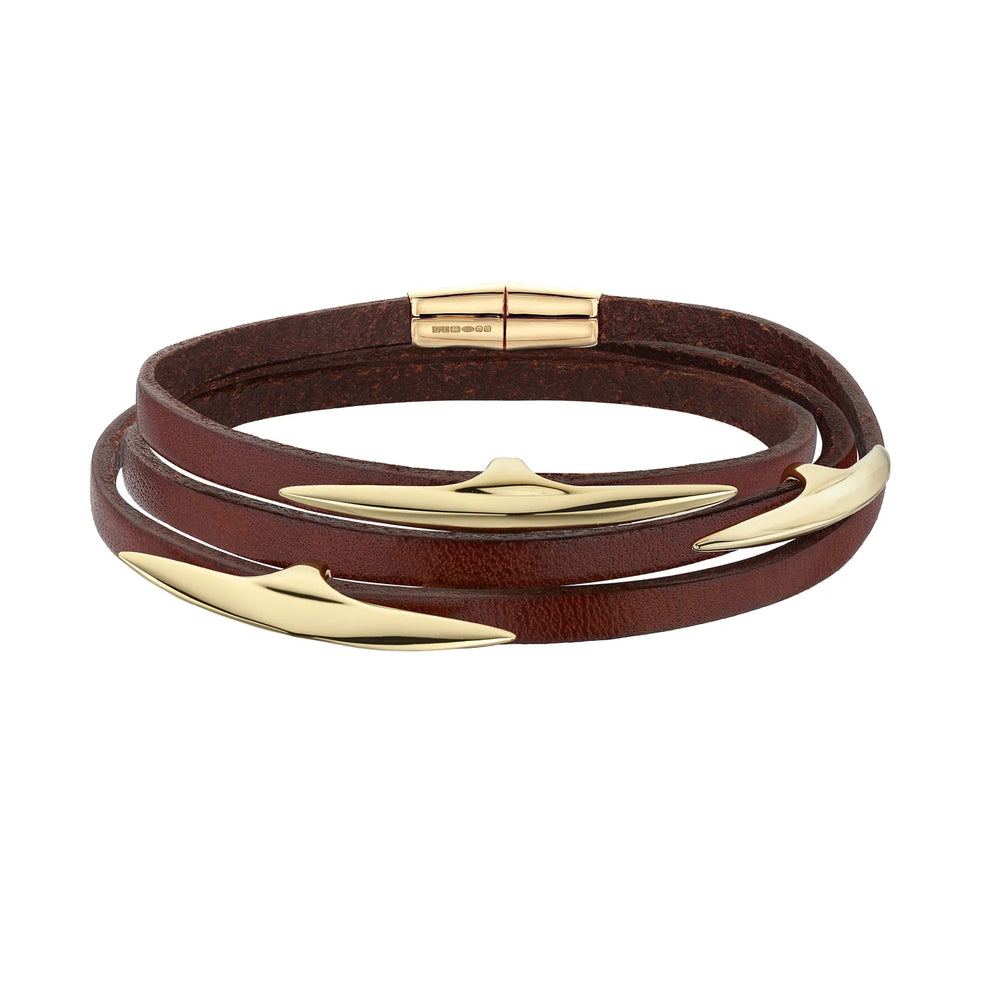 Shaun Leane Arc Multi Wrap Bracelet - Leather & Yellow Gold Vermeil