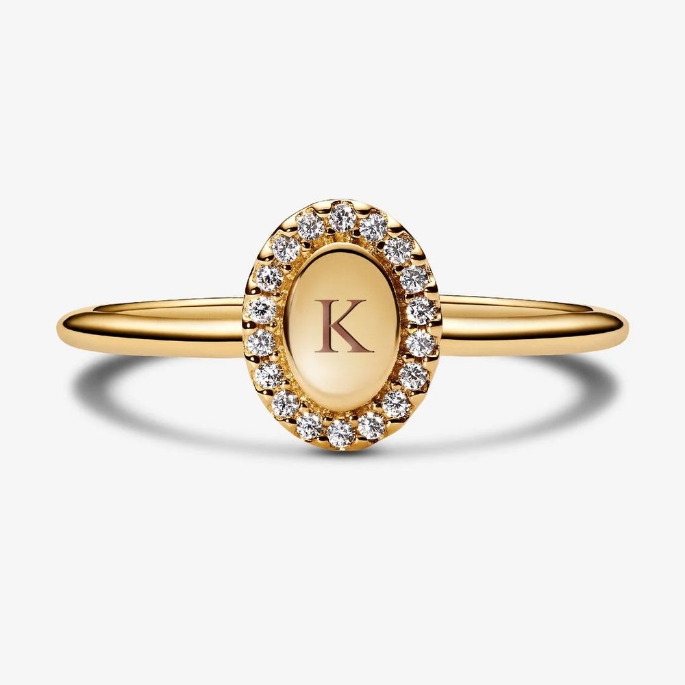 
                      
                        Pandora Engravable 14k gold-plated ring with clear cubic zirconia
                      
                    