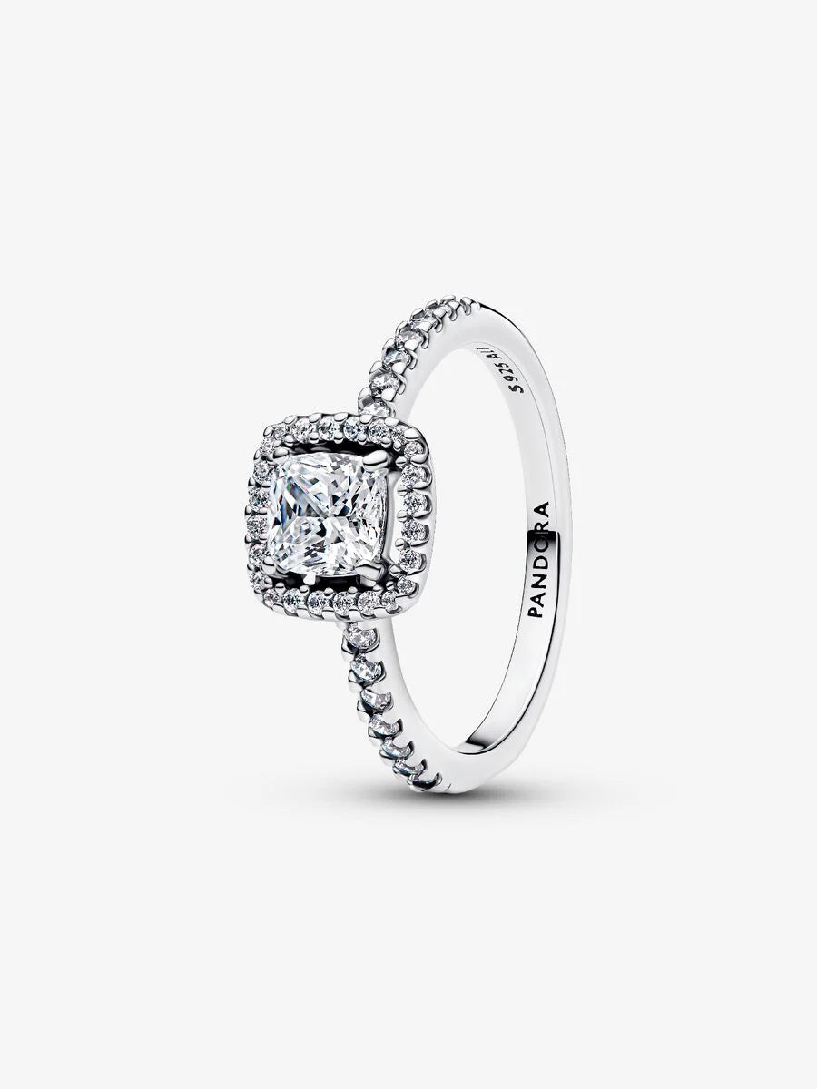 Pandora Sparkling Square Halo Ring