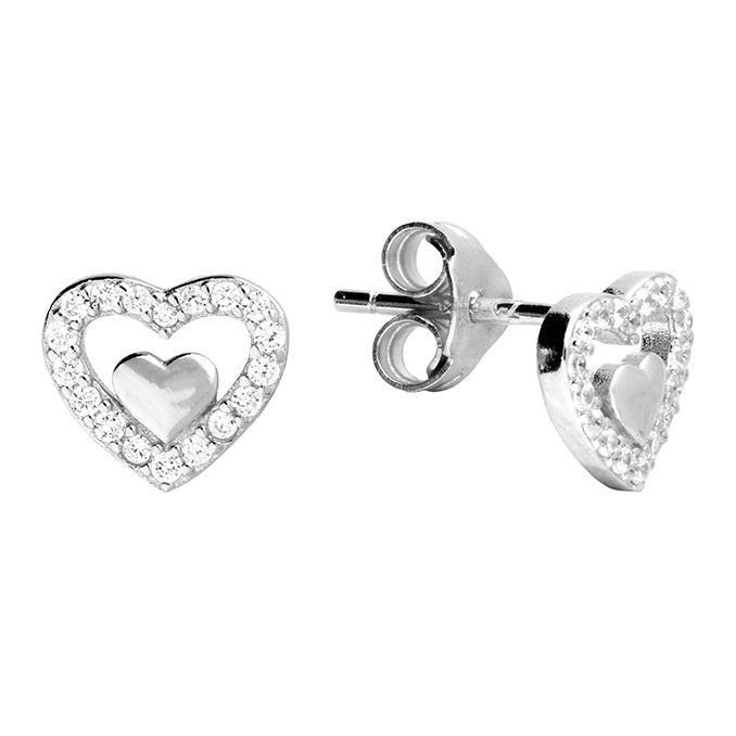Coe & Co Sterling Silver Heart Stud Earrings