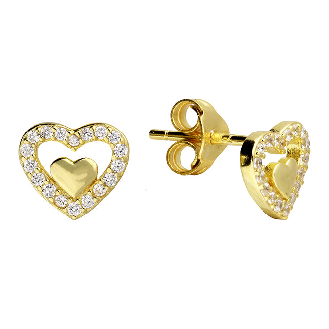 Coe & Co Gold Plated Heart Stud Earrings