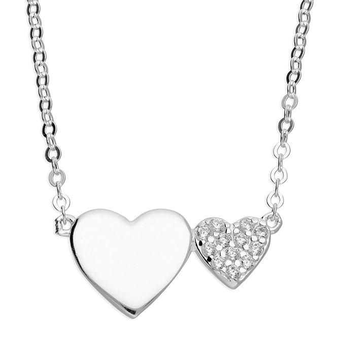Coe & Co Sterling Silver Double Heart Necklace