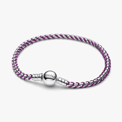 Pandora Purple Cord Box Chain Bracelet