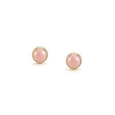 Nomination Stud Earrings with Pink Coral in Yellow Gold Tone