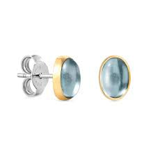 Nomination Stud Earrings with Light Blue Topaz in Yellow Gold Tone