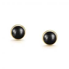 Nomination Stud Earrings with Black Agate in Yellow Gold Tone