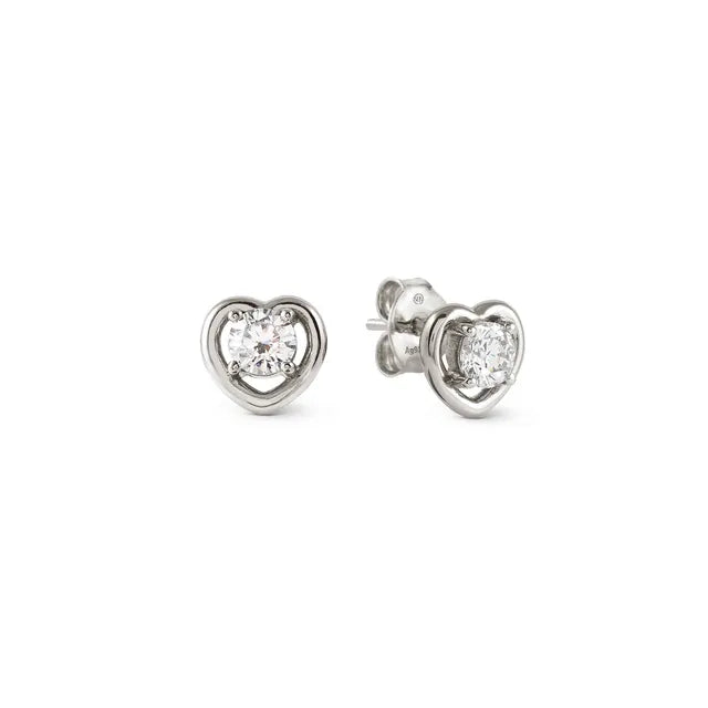 Nomination Cosmic Love Silver Heart CZ Stud Earrings