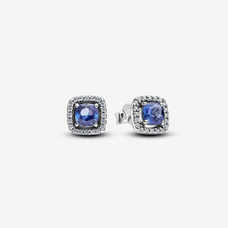 Pandora Sparkling Square Blue Halo Stud Earrings