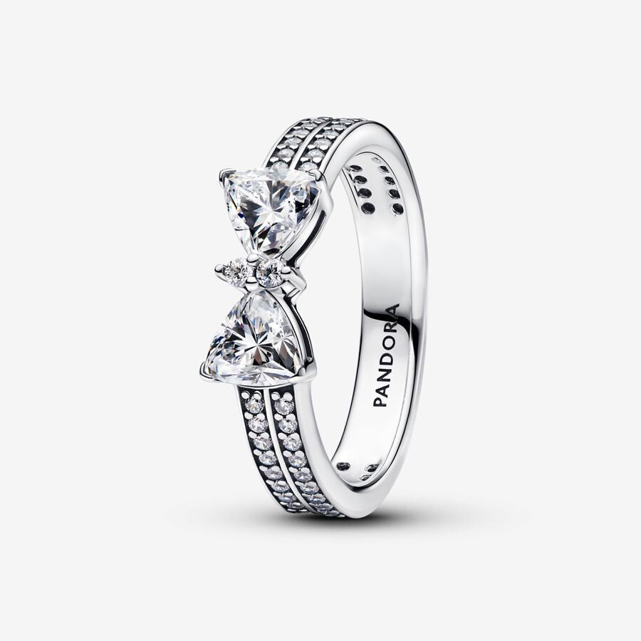 Pandora Sparkling Double-Row Bow Ring