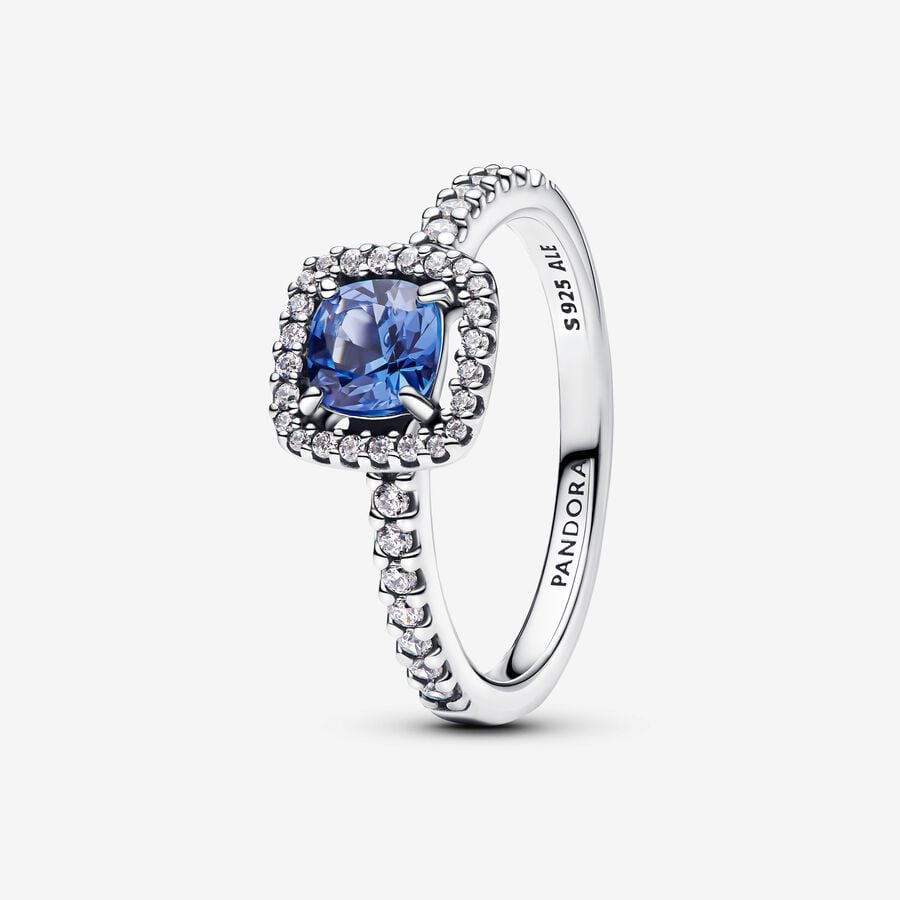 Pandora Sparkling Square Blue Halo Ring