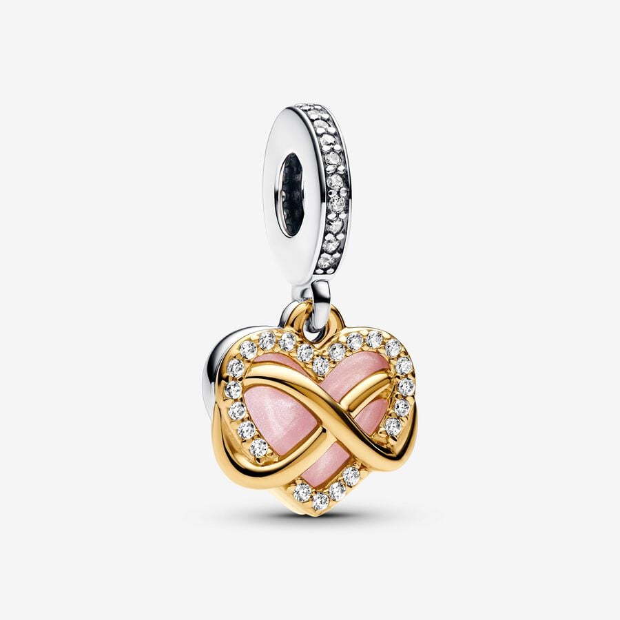 Pandora Sparkling Infinity Heart Dangle Charm Gold