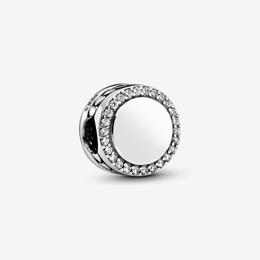 Pandora Engravable Sparkling Button Charm