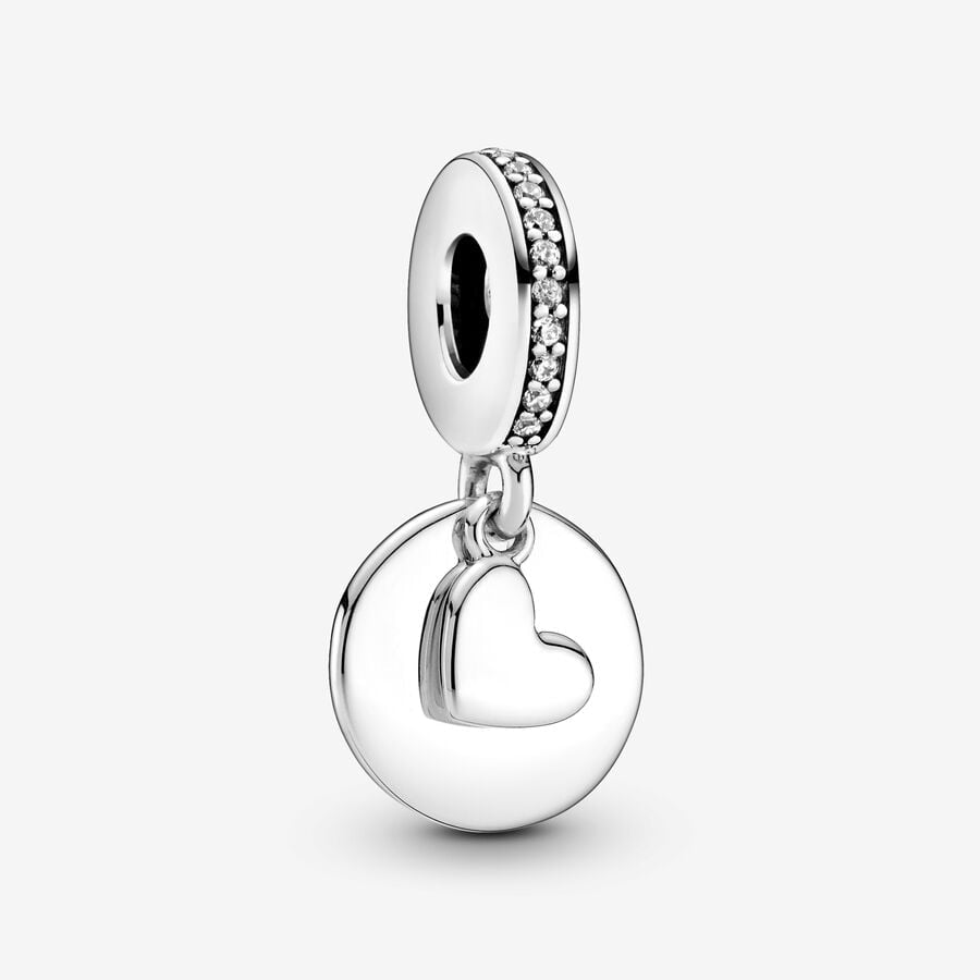 Pandora Engravable Heart Disc Dangle Charm