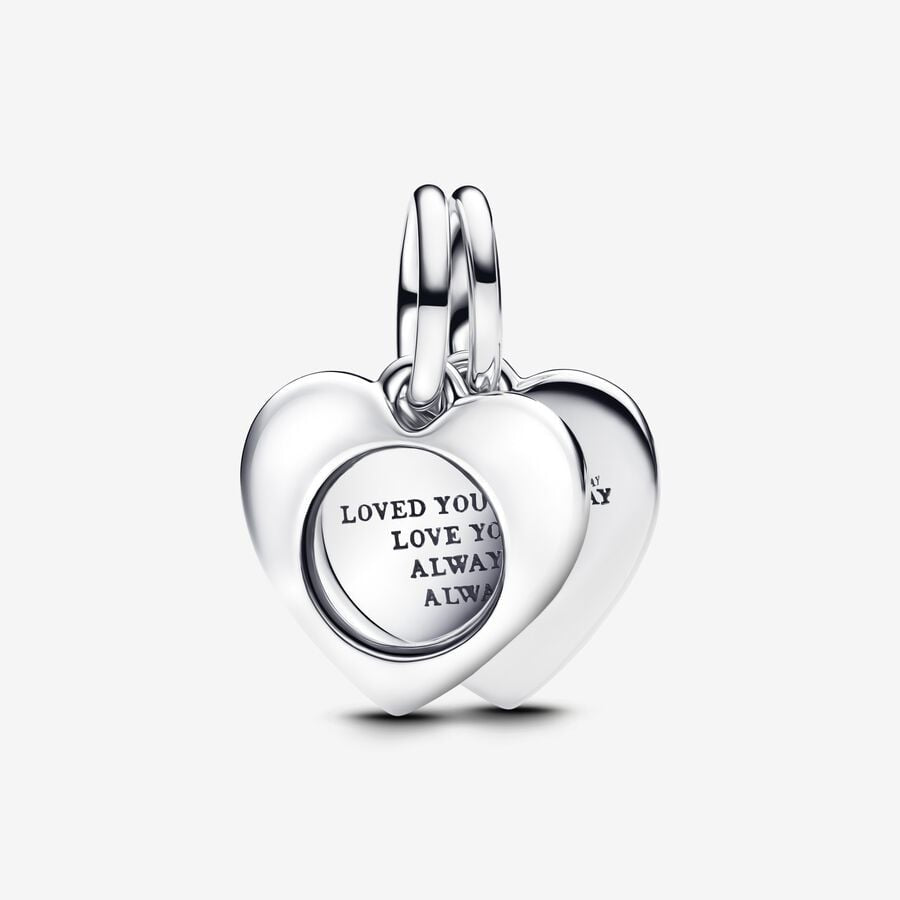 Pandora Engravable Heart Magnifying Glass Double Dangle Charm