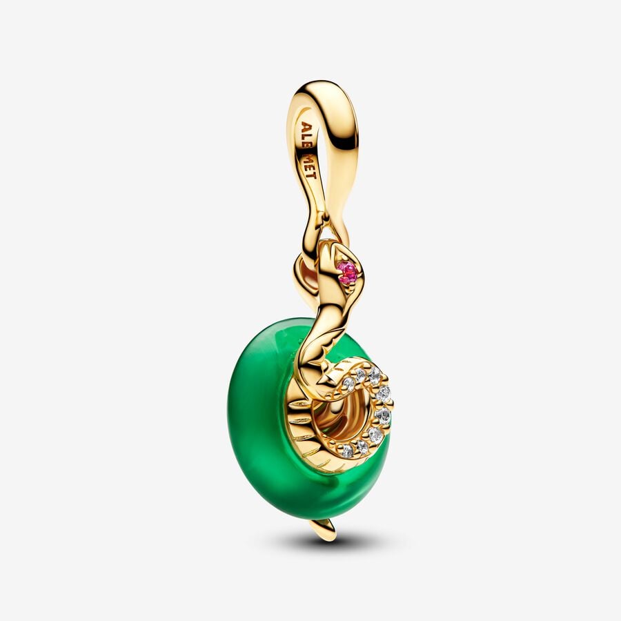 Pandora Snake Green Murano Glass Dangle Charm